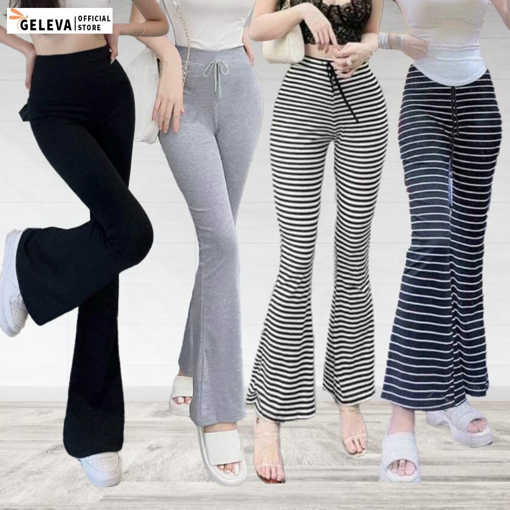 Quần Ống Loe Nữ Cạp Lưng Cao Chất Co Giãn, Quần Ống Vảy Bass Geleva LEG429
