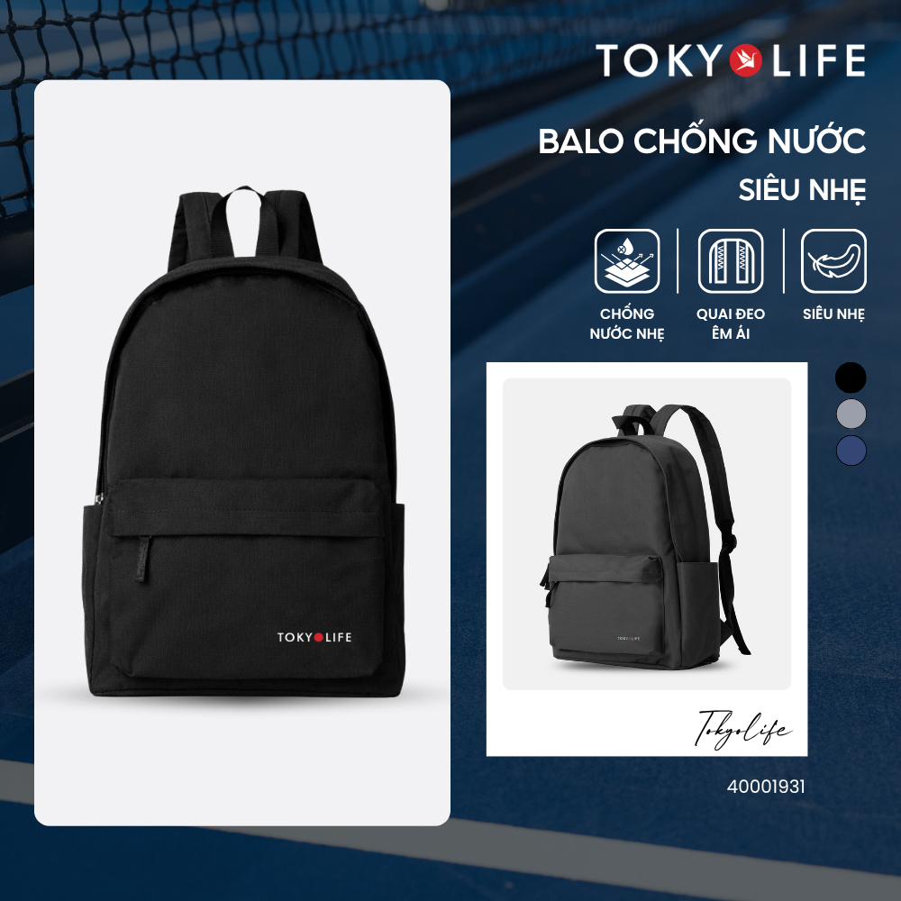Balo chống nước TOKYOLIFE nhiều màu thiết kế basic nhiều ngăn siêu nhẹ chất liệu cao cấp 40001931 (4