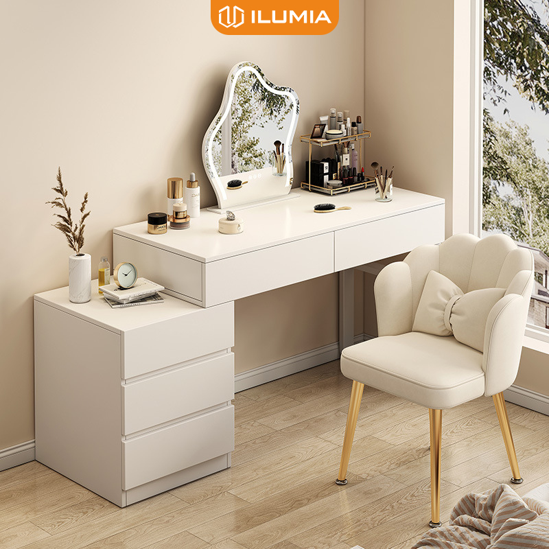 Bàn trang điểm chân sắt sơn tĩnh điện kèm tủ 3 hộc kéo thương hiệu ILUMIA - GM142