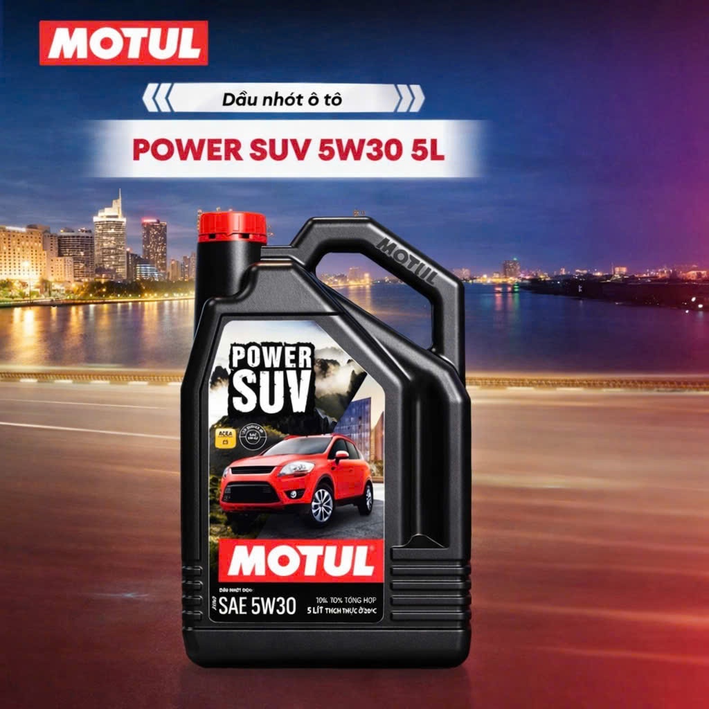 DẦU NHỚT CAO CẤP 100% TỔNG HỢP MOTUL POWER SUV 5W30 DÀNH CHO ĐỘNG CƠ XĂNG & DIESEL DUNG TÍCH 5L