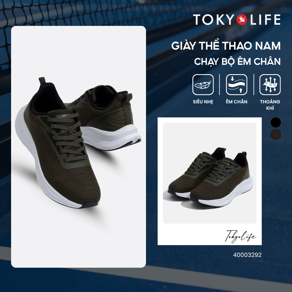 Giày chạy bộ Nam TOKYOLIFE êm chân thoáng khí chống trơn trượt 40003292