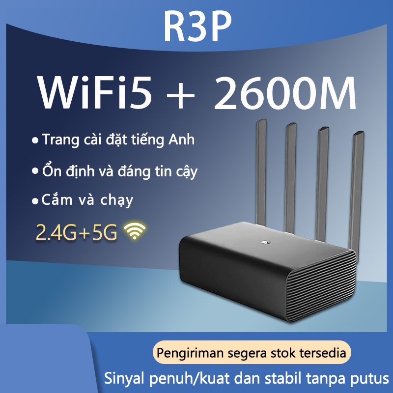 Bộ định tuyến Xiaomi R3P Pro WiFi 5 băng tần kép 2.4GHz và 5GHz 4 ăng-ten gốc có bộ chuyển đổi (Hàng