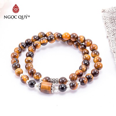 Vòng tay đá Thạch anh mắt hổ tự nhiên phối charm - Mẫu VC0830 - Ngọc Quý
