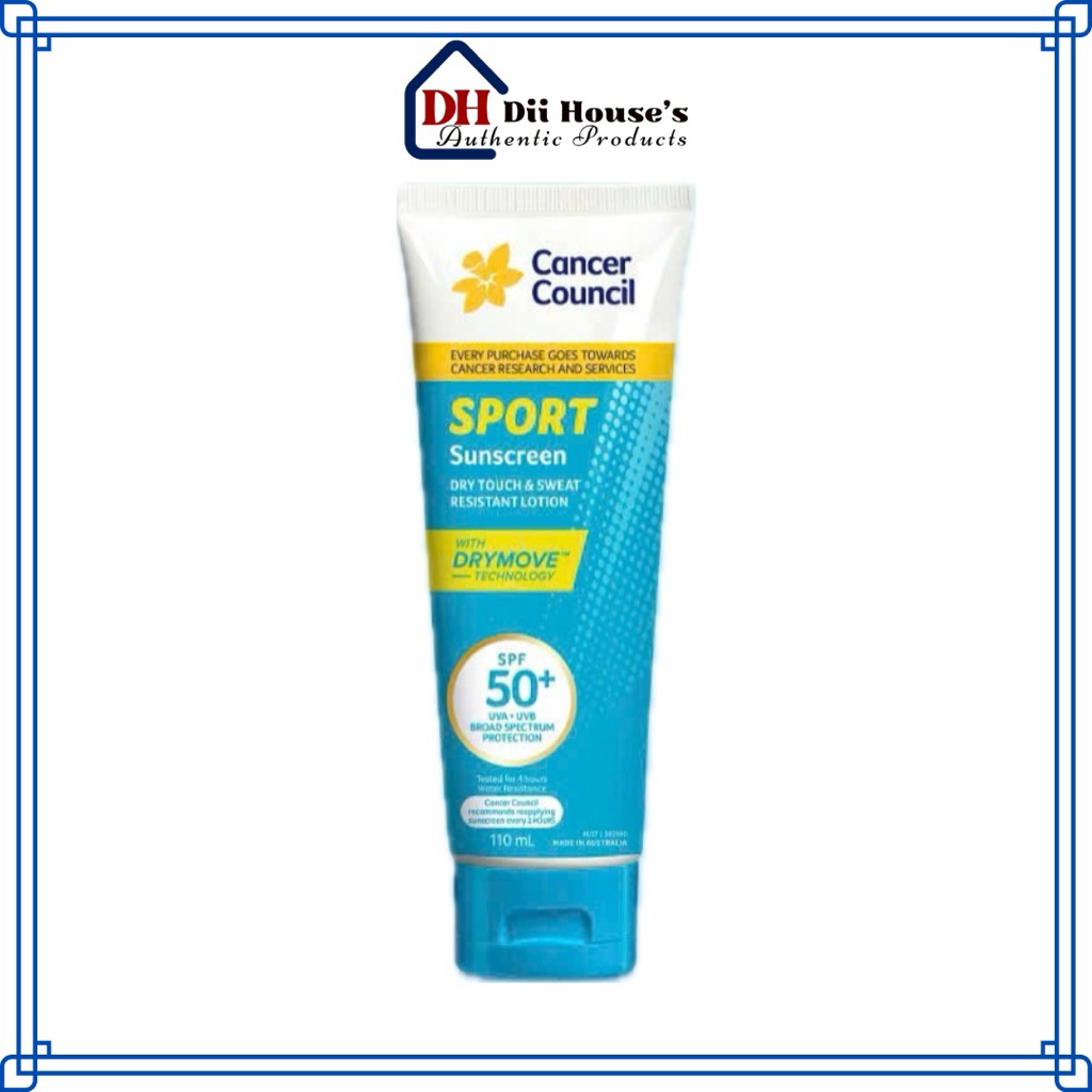 [Nhập khẩu] Kem chống nắng Cancer Council Sport Sunscreen Dry Touch & Sweat Resistant Lotion SPF50+ 