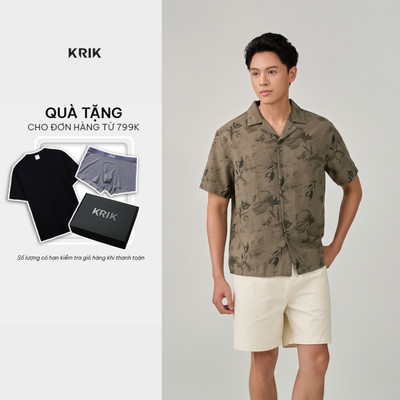 Áo Sơ Mi Nam KRIK Form Classic Cổ Cuba Họa Tiết Loang Nhẹ Thanh Lịch Trẻ Trung  SC3310