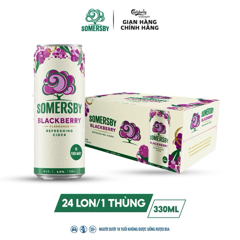 Somersby Cider Blackberry Mâm Xôi 3.5% - 1 thùng 24 lon 320ml