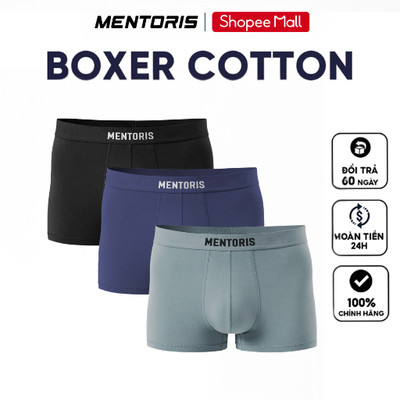 COMBO 3 Quần Lót Boxer Nam MENTORIS, Chất Vải Cotton Mềm Mịn, Cạp Co Giãn, Thoáng Mát CB3.MIBX25A001