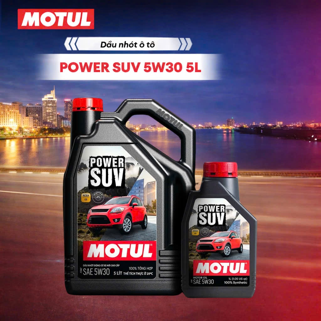 DẦU NHỚT CAO CẤP 100% TỔNG HỢP MOTUL POWER SUV 5W30 DÀNH CHO ĐỘNG CƠ XĂNG & DIESEL NHIỀU DUNG TÍCH