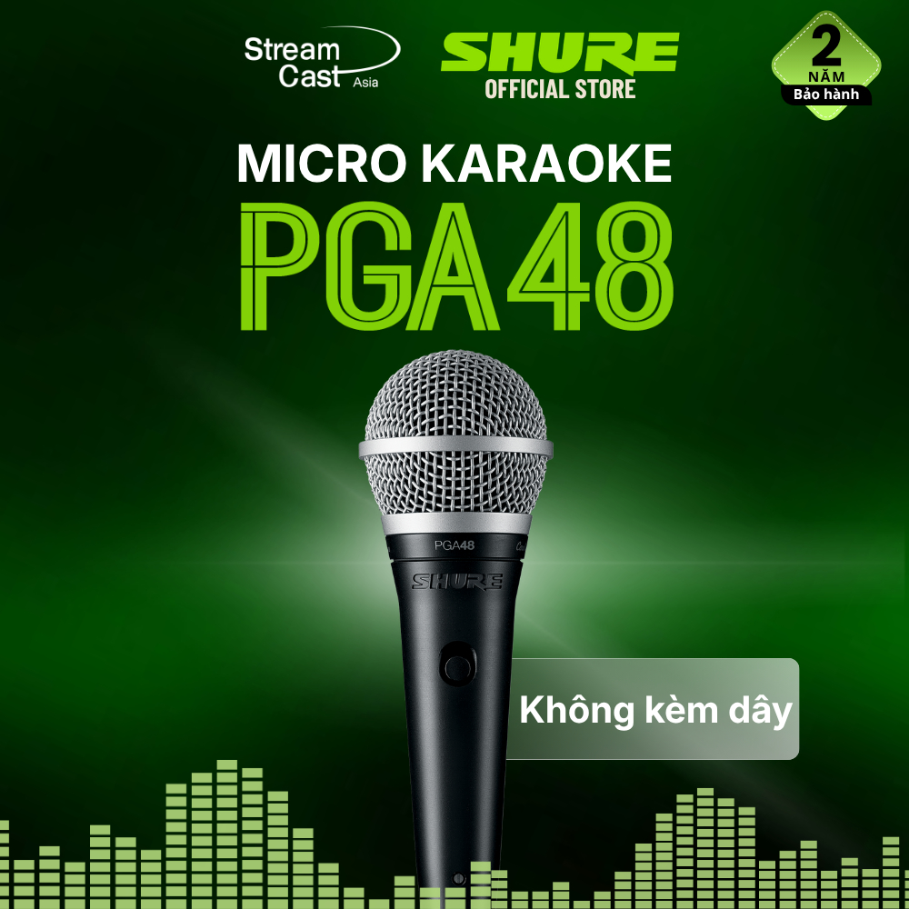 Micro thu âm vocal Shure PGA48 - Dành cho ca hát, Karaoke - Định hướng cardioid - không kèm dây