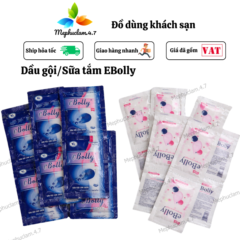 1 thùng dầu gội Ebolly 720 gói dùng trong khách sạn, nhà nghỉ, homestay, hộ gia đình