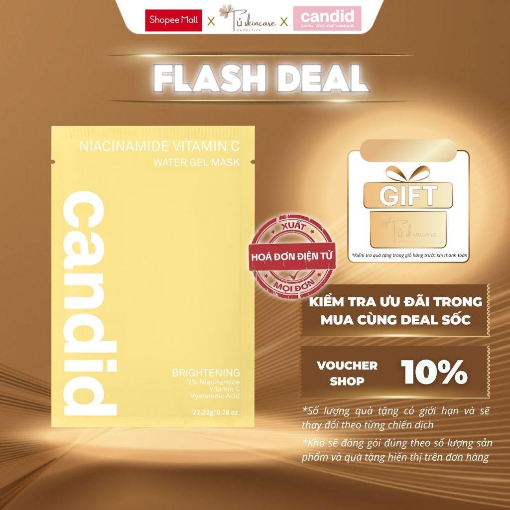 Mặt nạ gel làm sáng & cấp ẩm Candid Niacinamide Vitamin C Water Gel Mask
