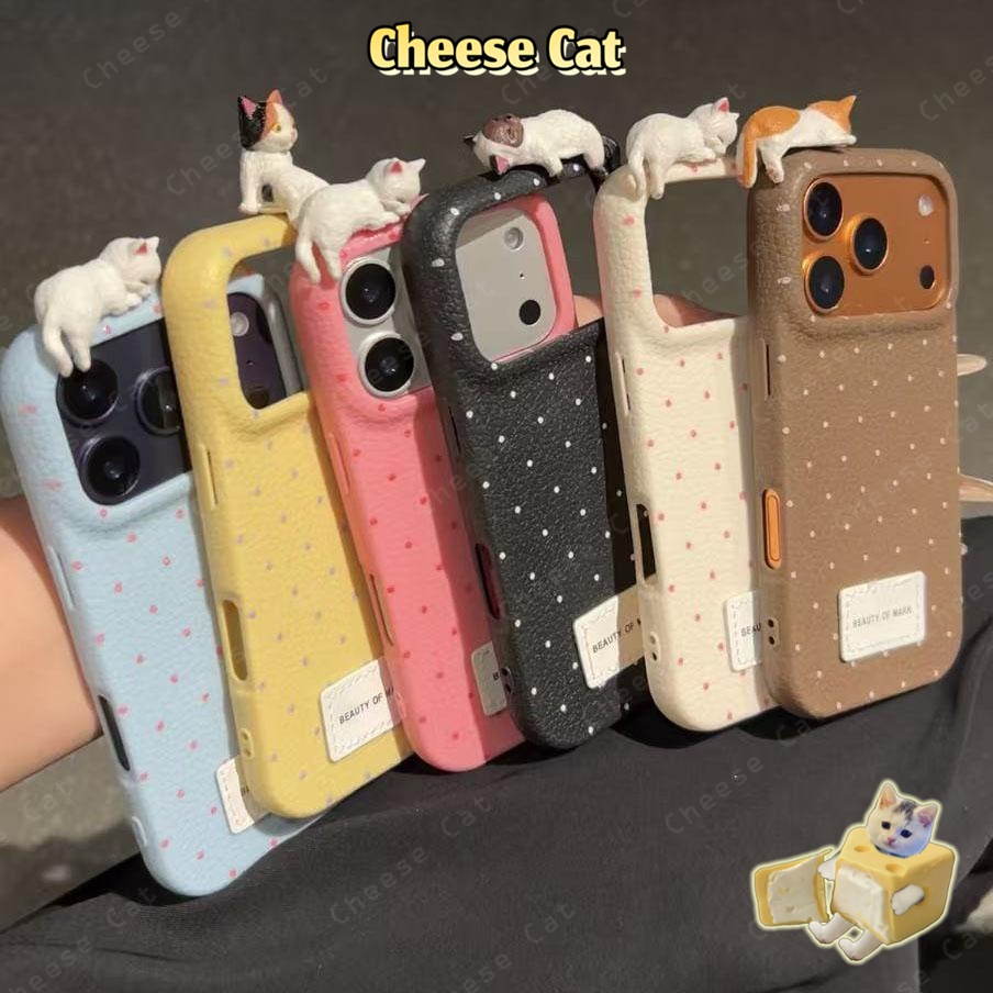 Ốp lưng iPhone búp bê mèo phong cách đơn giản Hàn Quốc cho iPhone 17 11 12 14 13 15 16 Pro Max 7 Plus 17 Air Xs Max XR