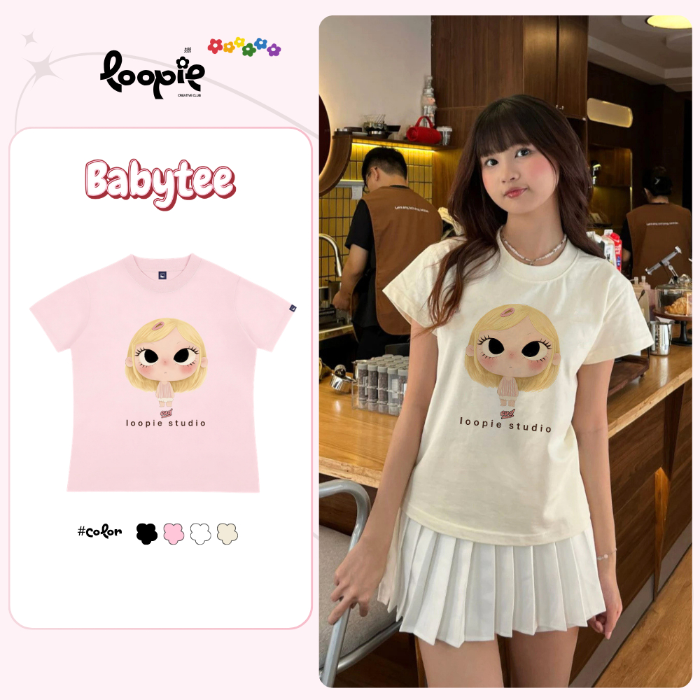 Áo Thun Nữ Baby Tee By Loopie Club BST107 Mã Bé Gái Chất Cotton Thoáng Mát Phong Cách Hàn Quốc