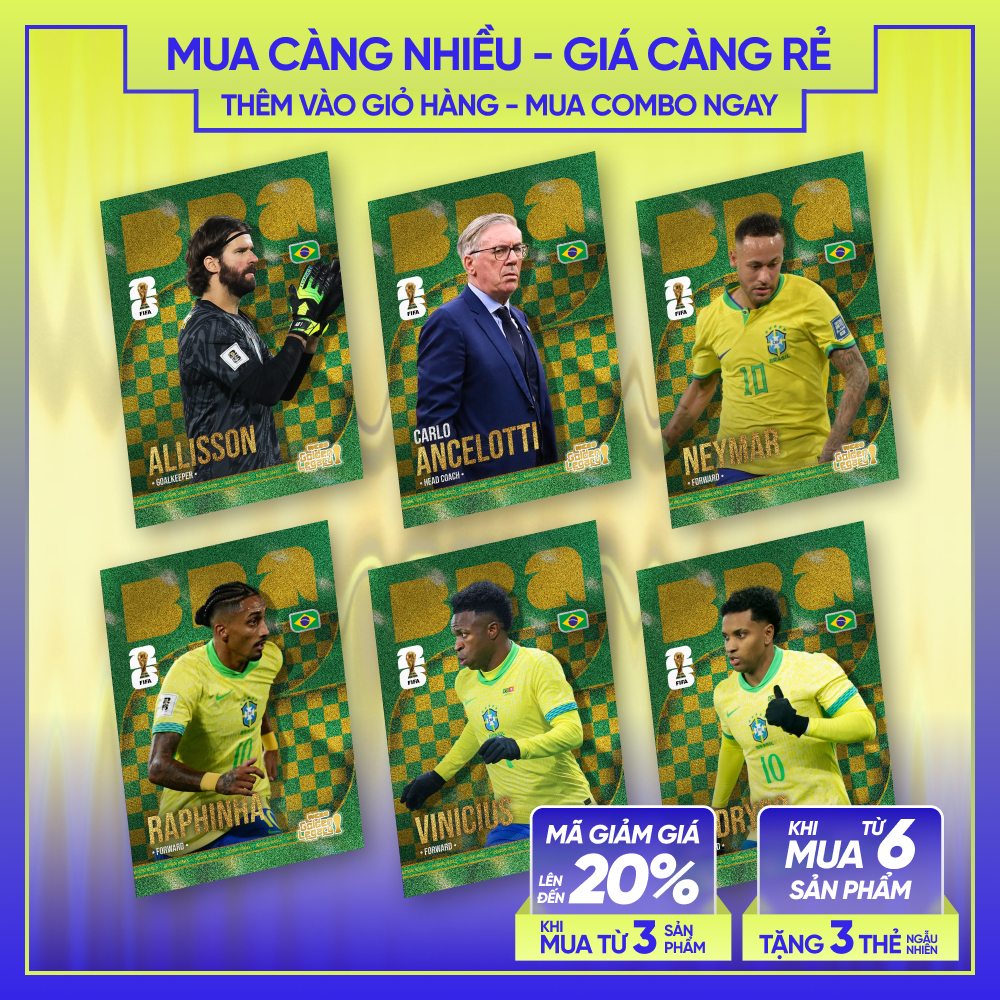 2026 WORLD CUP BRAZIL | Thẻ cầu thủ bóng đá SKYLLECTA | Vinicius Neymar Raphinha Allisson Ederson An