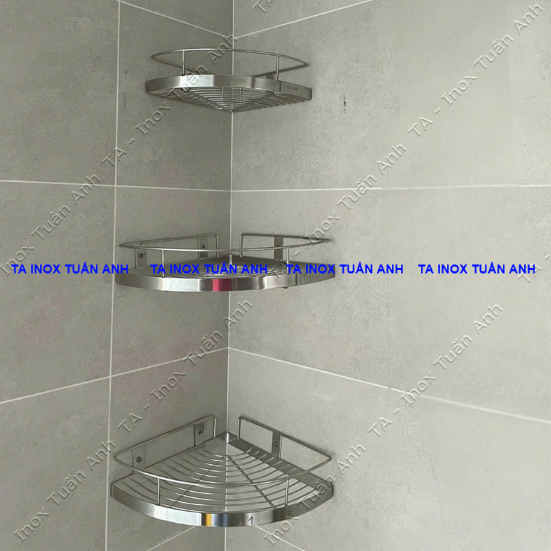 Kệ góc inox 1 tầng Inox 304 - Kệ góc 1 tầng 100% SUS 304 - Kệ nhà tắm