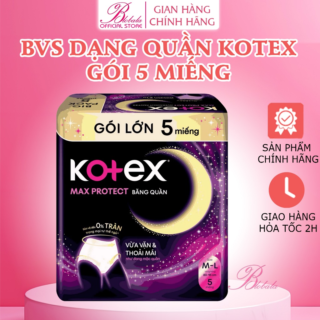 Băng vệ sinh dạng quần Kotex size M-L gói 5 miếng tiết kiệm - BĂNG QUẦN KOTEX