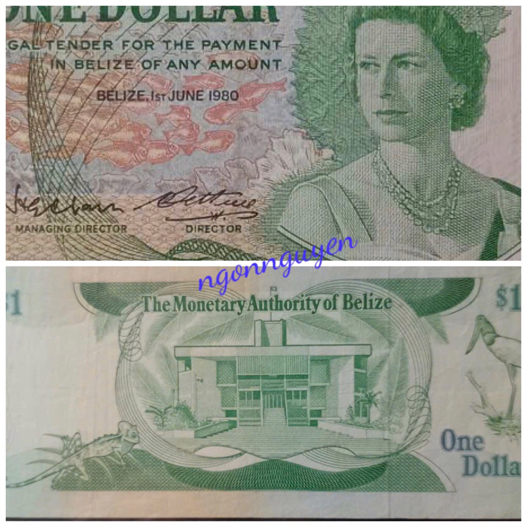 Sưu tầm 1 tờ xưa 1 Của Belize 1980