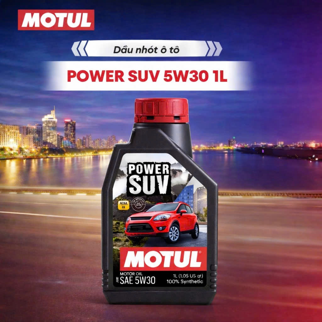 DẦU NHỚT CAO CẤP 100% TỔNG HỢP MOTUL POWER SUV 5W30 DÀNH CHO ĐỘNG CƠ XĂNG & DIESEL DUNG TÍCH 1L