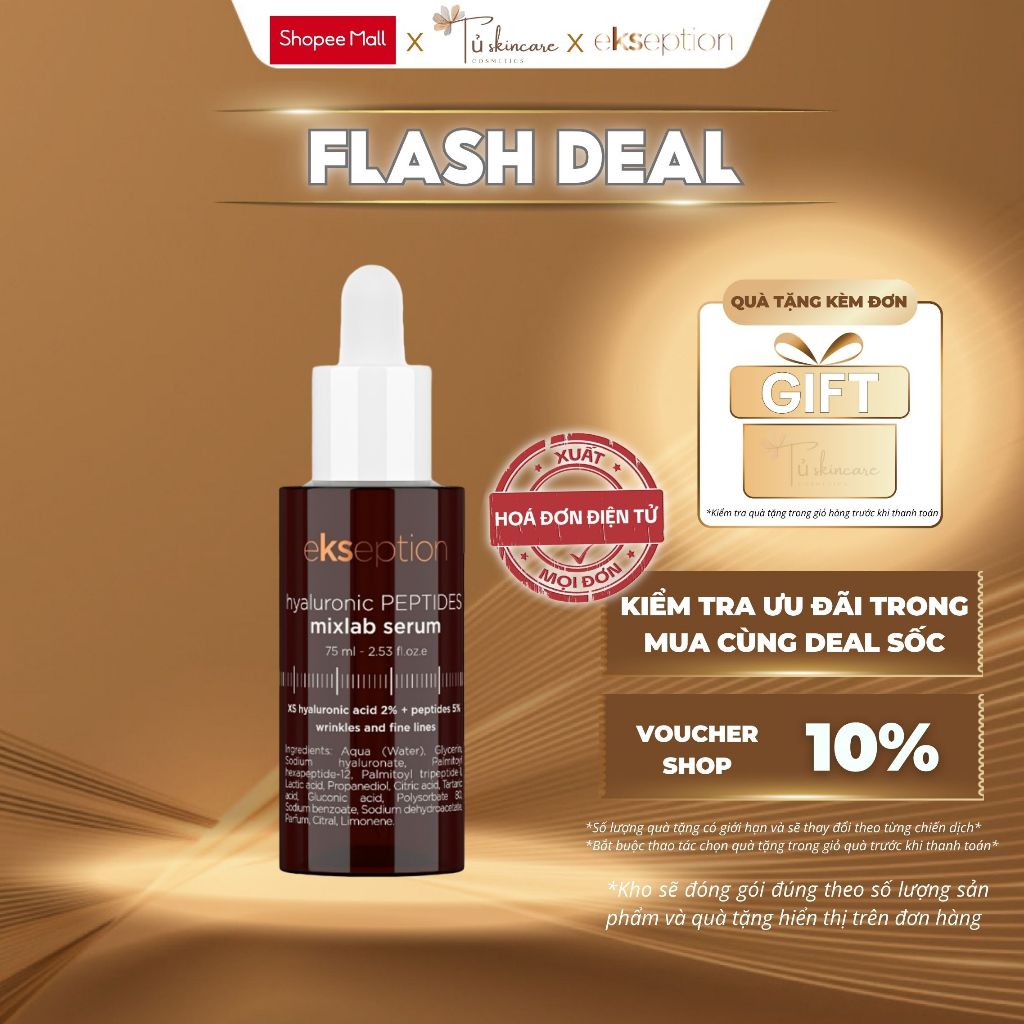 Serum Ekseption Dưỡng Ẩm, Chống Lão Hóa Và Giảm Nếp Nhăn Ekseption Hyaluronic Peptides Mixlab Serum 