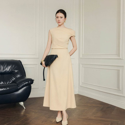 Đầm Nữ JOVEN Posy Lệch Vai Xếp Nếp Cố Định 1 Bên Eo