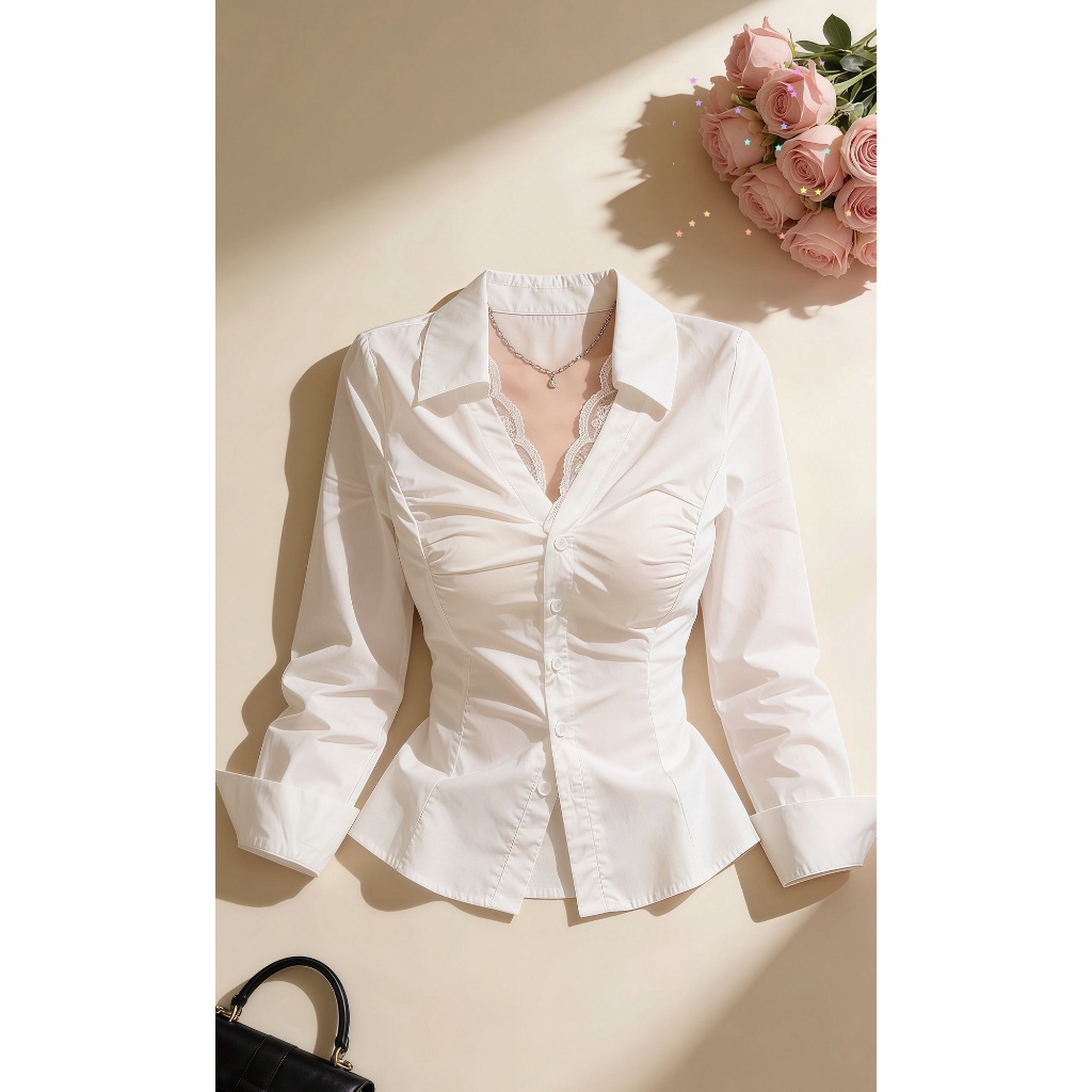 Áo Bigsize Nữ Tú Mỡ Áo Bigsize Thiết Kế Kiểu Sơ Mi Phối Ren Đi Chơi Đi Tiệc Đủ Size 45-80kg AK0407 | BigBuy360 - bigbuy360.vn