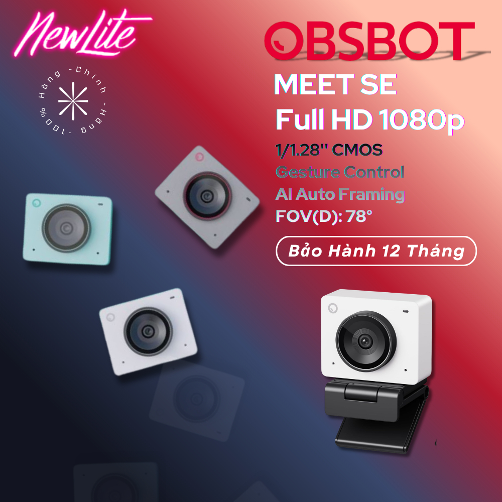 OBSBOT MEET SE - Webcam Full HD 1080p Hỗ Trợ AI Có Chức Năng Làm Đẹp - Hàng Chính Hãng