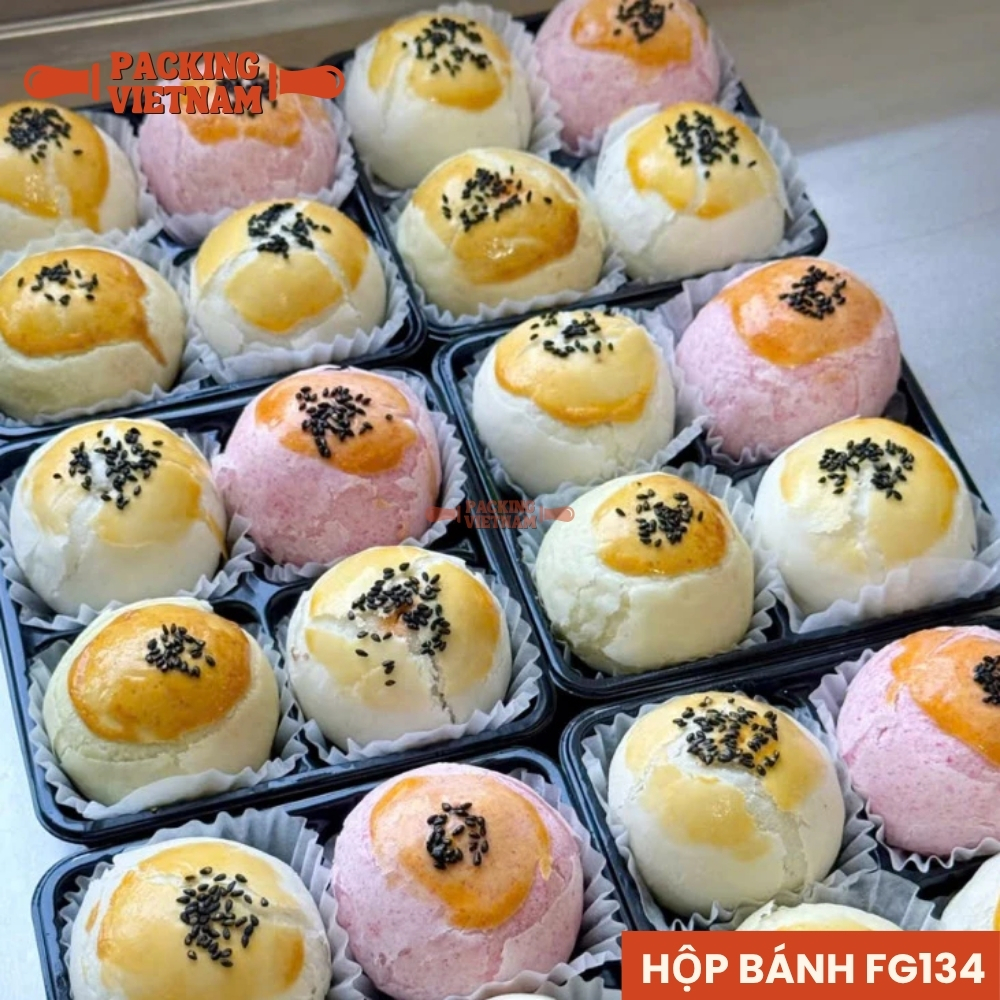 Hộp nhựa 4 ngăn FG134 đựng bánh mini 50gr - 75gr - Hộp đựng lava trứng chảy, bánh trung thu