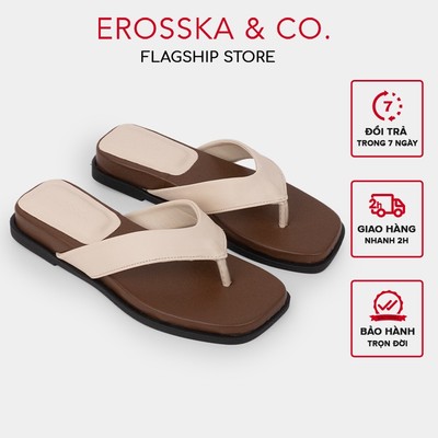 [EROSSKA] - Dép xỏ ngón đi biển kiếu dáng basic thời trang màu kem cao 3cm - EM157