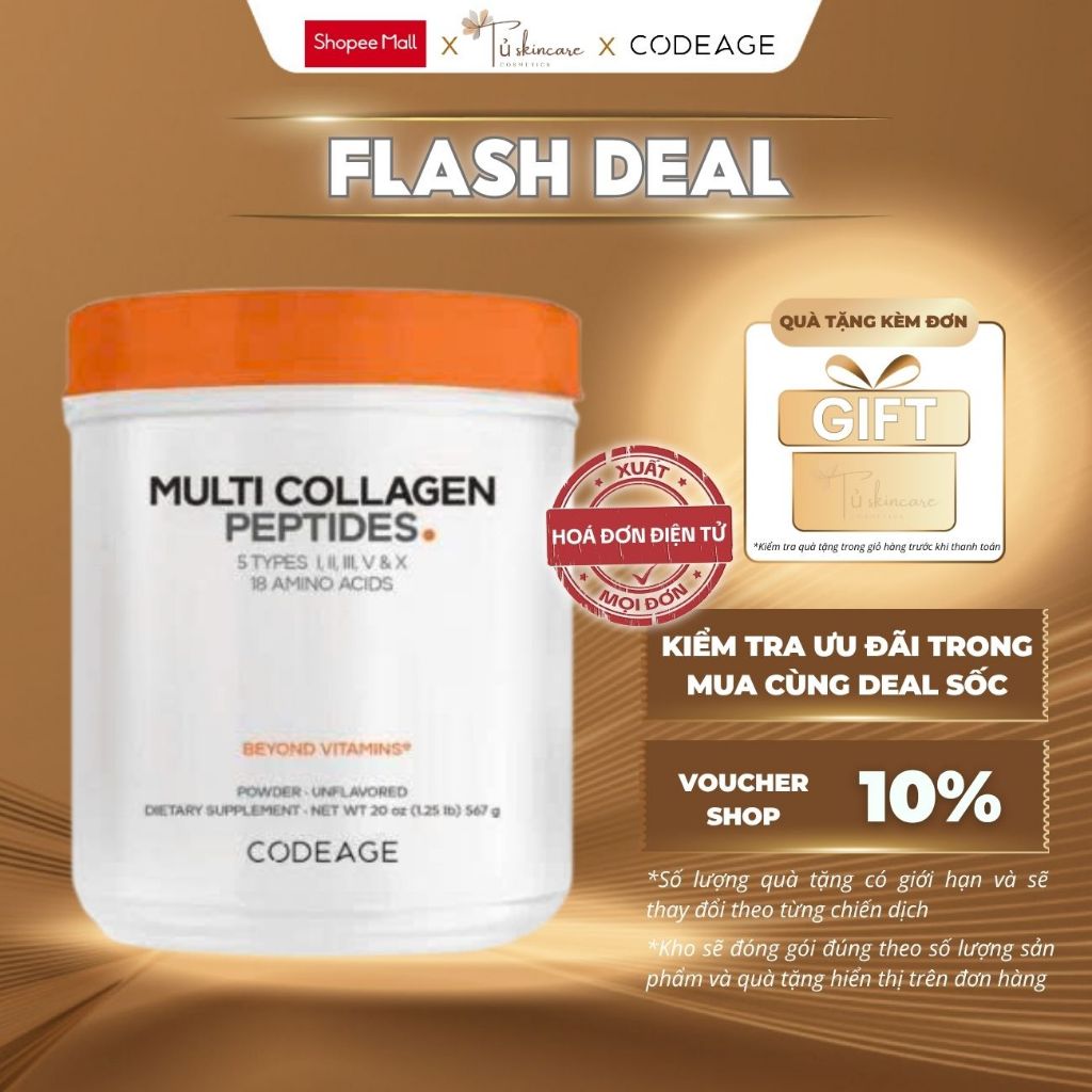 Thực Phẩm Bảo Vệ Sức Khỏe Codeage Bột Codeage Multi Collagen Peptides 567g