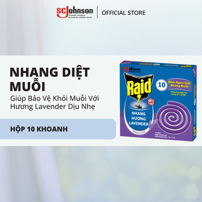 RAID Nhang Diệt Muỗi Hương Lavender 10 Khoanh Hiệu Quả Tốt Bảo Vệ Dài Lâu