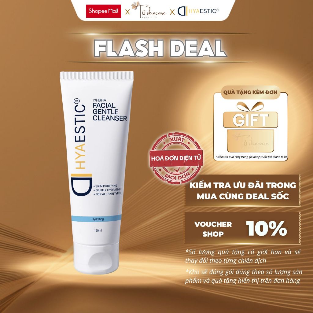 Sữa Rửa Mặt Chứa 1% BHA Làm Sạch Sâu, Giảm Mụn Da Hyaestic 1% BHA Facial Gentle Cleanser
