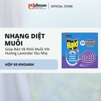 RAID Nhang Diệt Muỗi Hương Lavender 50 Khoanh Hiệu Quả Tốt Bảo Vệ Dài Lâu