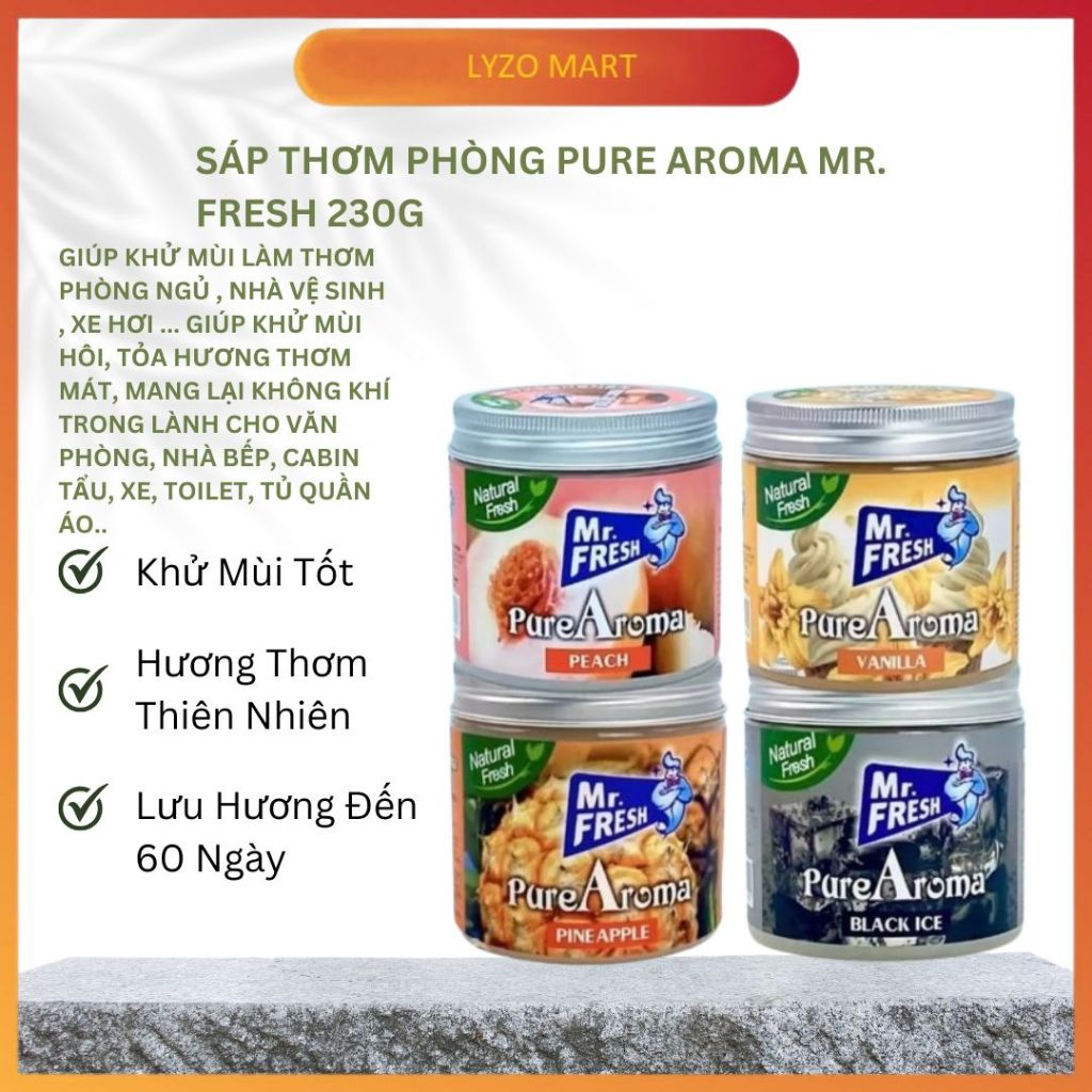Sáp Thơm Phòng Cao Cấp PureAroma Mr. Fresh 230G