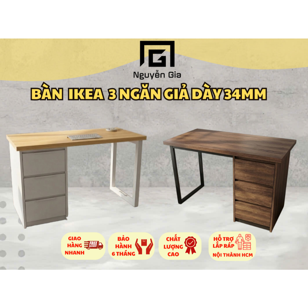 ( HỖ TRỢ LẮP RAP HCM) bàn có tủ 3 ngăn gắn được ARM ikea có 1m-2m tủ sâu nhiều hộc bàn làm việc chơi game học tập | BigBuy360 - bigbuy360.vn