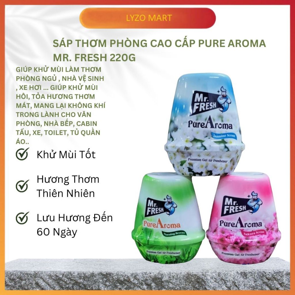 Sáp Thơm Phòng Cao Cấp PureAroma Mr. Fresh 220G
