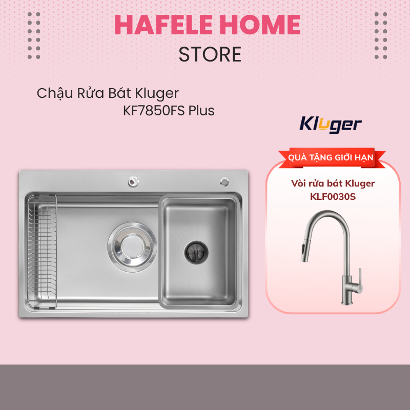Chậu Rửa Chén Kluger KF7850FS Plus - Ép Khuôn Liền Khối - Phủ Nano Ceramic Chống Bám Bẩn