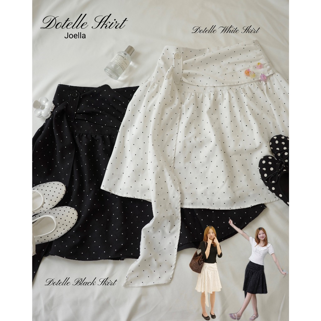 🌼 𝐉𝐨𝐞𝐥𝐥𝐚 : 🤍 Dotelle Skirt - made by Joella 🖤váy chấm bi cute