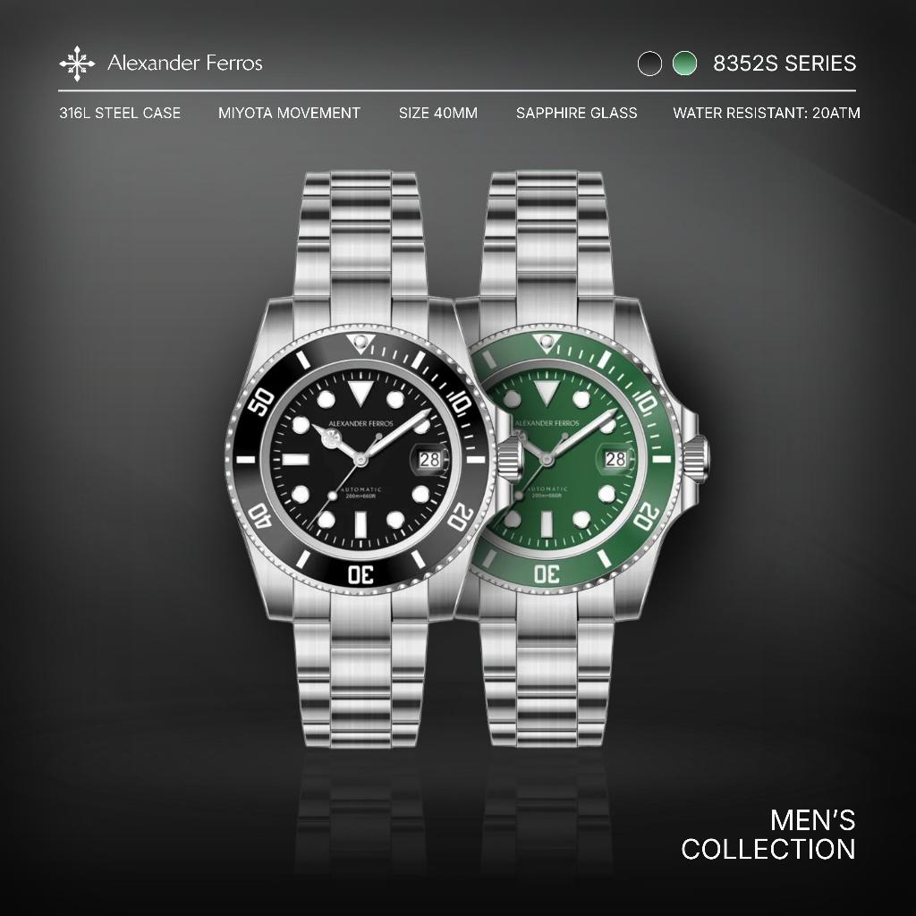 Đồng Hồ Nam ALEXANDER FERROS 8352 Diver Watch Chống Nước 200M Automatic Size 40MM | Bảo Hành 5 Năm