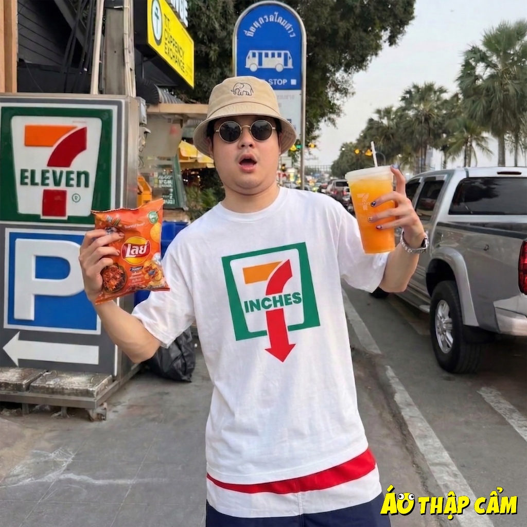 [VẢI LOẠI TỐT] Áo Thun 7 INCHES Meme 7 Eleven Áo Mặc Đi Du Lịch Thái Lan Vải Cotton Cao Cấp
