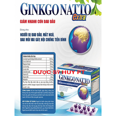GINKGO NATTO EXTRA OBI Hộp 100 viên, hỗ trợ hoạt huyết, các trường hợp sau tai biến, mất ngủ. Chính 