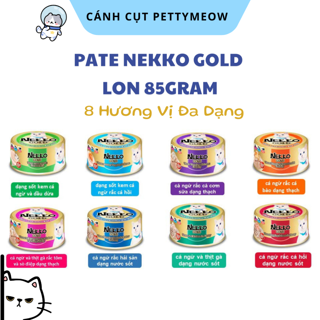[COMBO PATE] Pate Cho Mèo Nekko Gold Lon 85G - Thức ăn ướt cho mèo dinh dưỡng - Pate Nekko lon