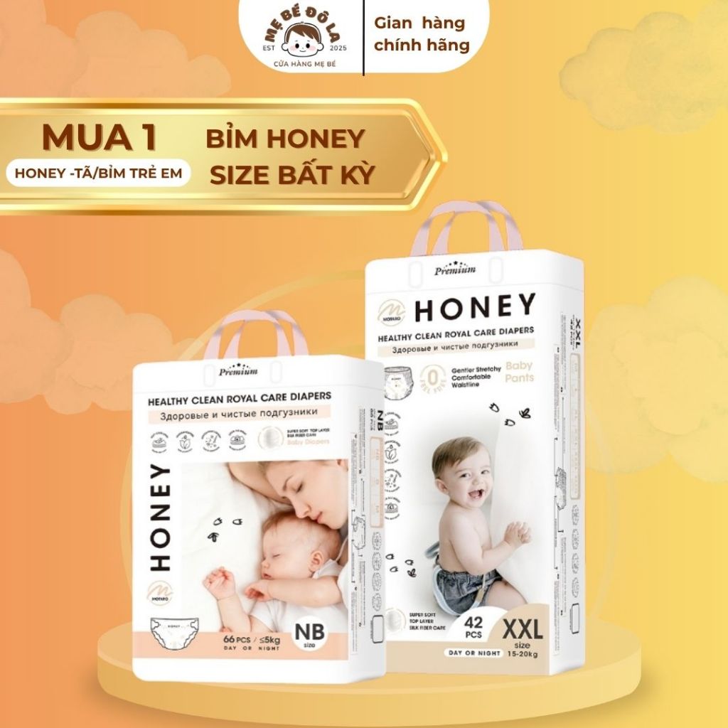 1 Bịch Tã Bỉm Honey Premium -  Bỉm Honey Premium Cho Bé Full Size NB-XXXL