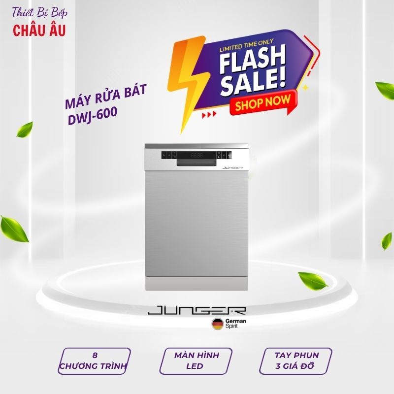 MÁY RỬA BÁT JUNGER DWJ-600 – 14 BỘ CAO CẤP, RỬA SẠCH DIỆT KHUẨN HIỆU QUẢ
