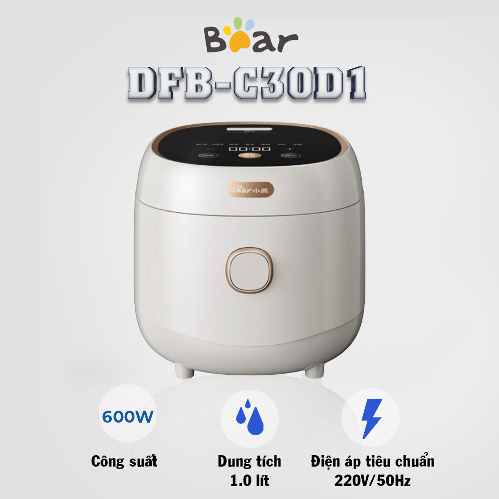 Siêu Bách Hóa🛒NỒI CƠM ĐIỆN TỬ BEAR DFB-C30D1, CÔNG SUẤT 600W