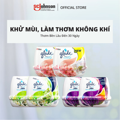 GLADE Combo 6 Sáp Thơm Phòng Hương Lài, Lavender, Anh Đào Lily Khử Mùi Lưu Hương Bền Lâu 180g x6