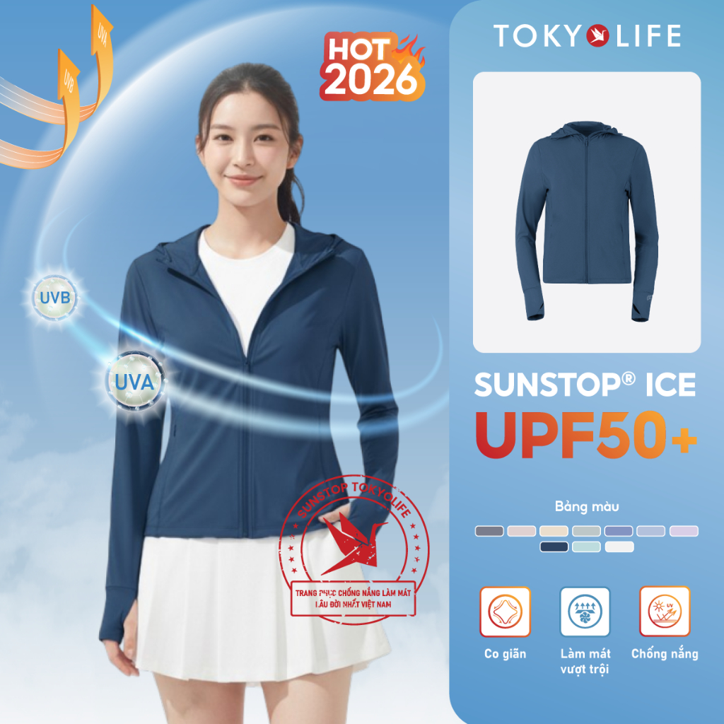 Áo khoác chống nắng nữ TOKYOLIFE SunStop Ice siêu mát lạnh thoáng khí có mũ rộng vành 40000092 | BigBuy360 - bigbuy360.vn