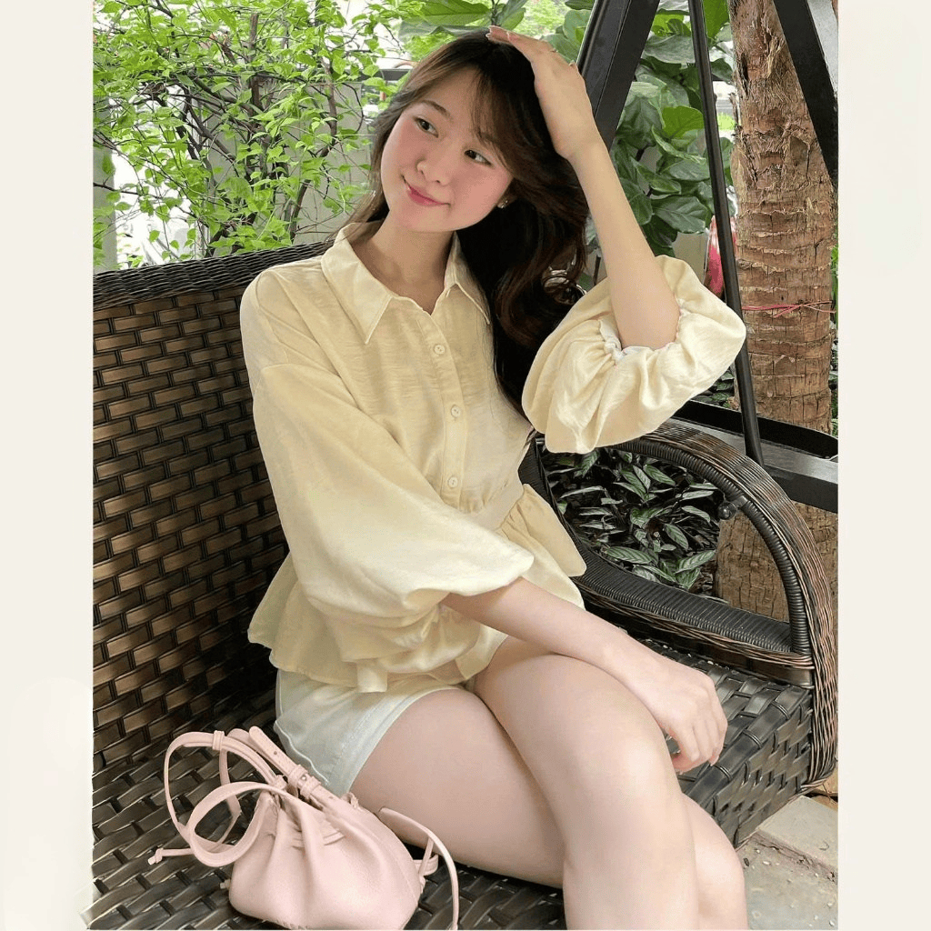 Áo Sơ Mi Nữ Tay Bồng Đũi Hàn Quốc Thoải Mái