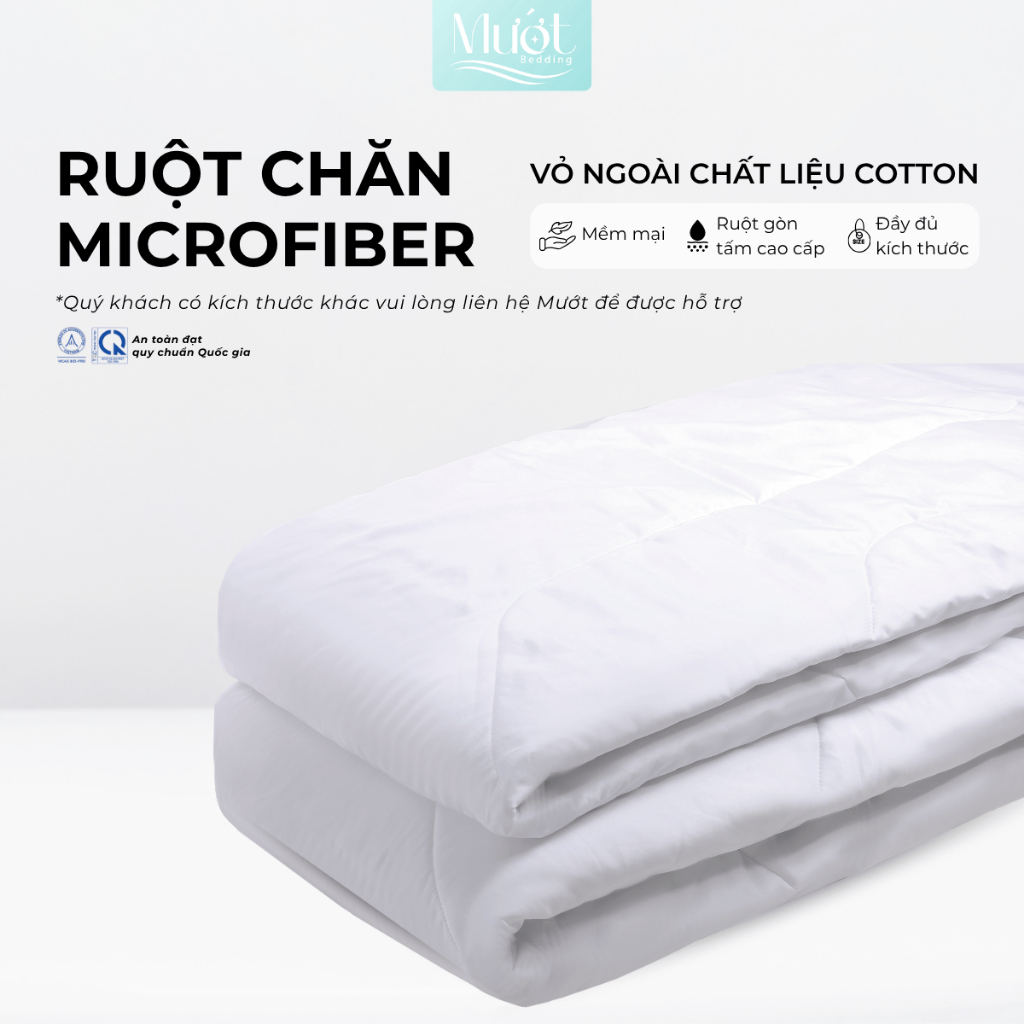 Ruột chăn bông Microfiber vỏ ngoài Cotton Mướt bedding ruột mền đầy đủ size 1m6,2m,2m4 x 2m2 chất li