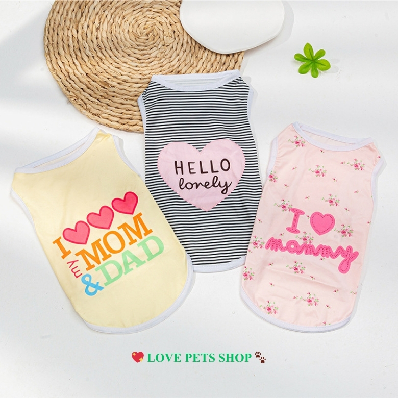 Áo ba lỗ cho Chó Mèo I love Mom and Dad (mẫu mới) - Love Pets Shop