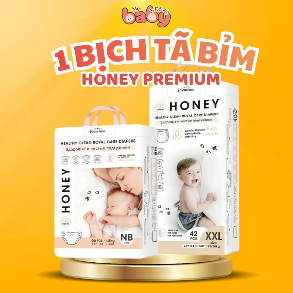 [ 1 Bịch Bỉm Honey Premium Cho Bé ]  -  Tã Bỉm HONEY PREMIUM Full Size Dán Quần NB-XXXL